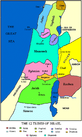 Area settled by the 12 tribesl of Israel
